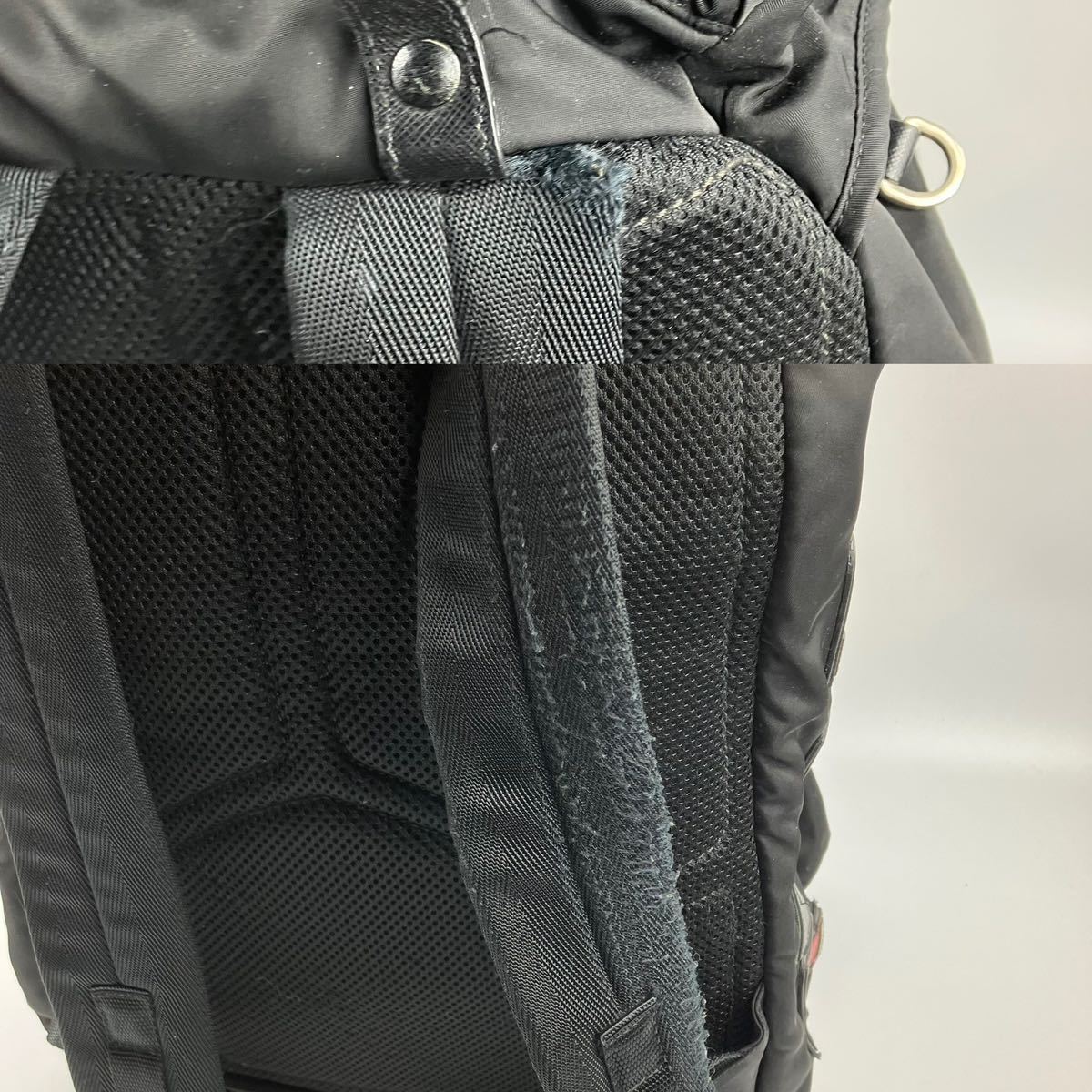 1円【定価30万】 PRADA プラダ v136 リュック ブラック ビッグロゴ パッチワーク ブラック リュックサック 鞄 バッグ ナイロン