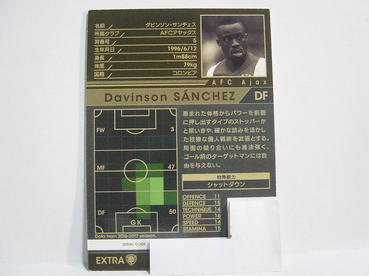 WCCF 2016-2017 EXTRA 白 ダビンソン・サンチェス　Davinson Sanchez 1996 Colombia　AFC Ajax Holland 16-17 Extra Card_画像2