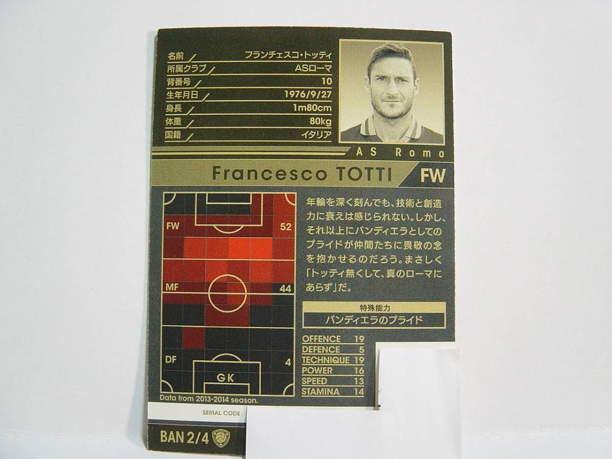 WCCF 2013-2014 BAN フランチェスコ・トッティ　Francesco Totti 1976 Italy　AS Roma 13-14 Bandiera_画像2