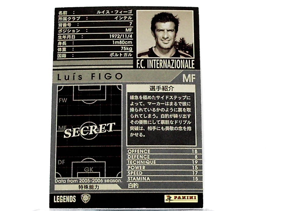 WCCF 2005-2006 LE ルイス・フィーゴ　Luis Figo 1972 Portugal　FC Inter Milano 2005-2009 Legends_画像2