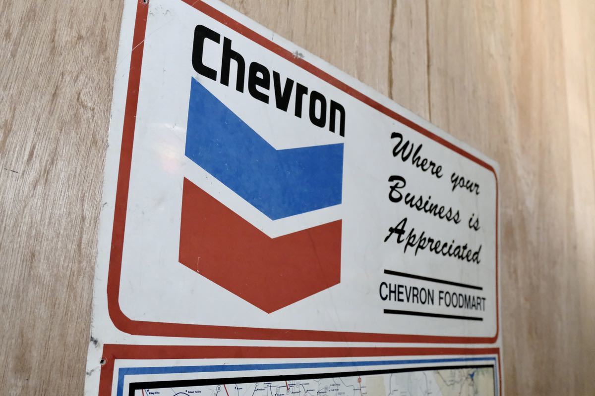 大型看板 CHEVRON アメリカ 輸入品 W915mm×H1067mm 当時物 ビンテージ