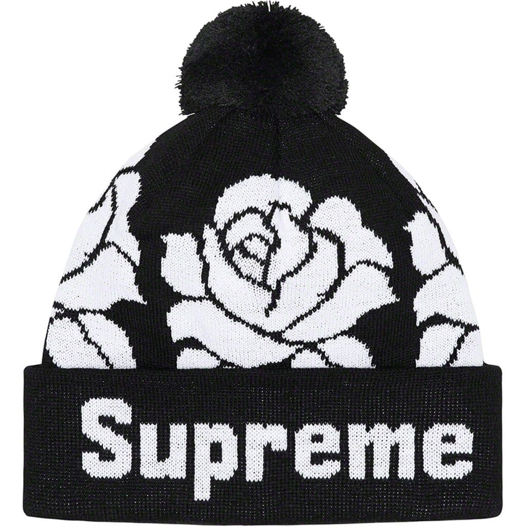 大切な シュプリーム Black Beanie Rose Supreme ローズ ニット帽