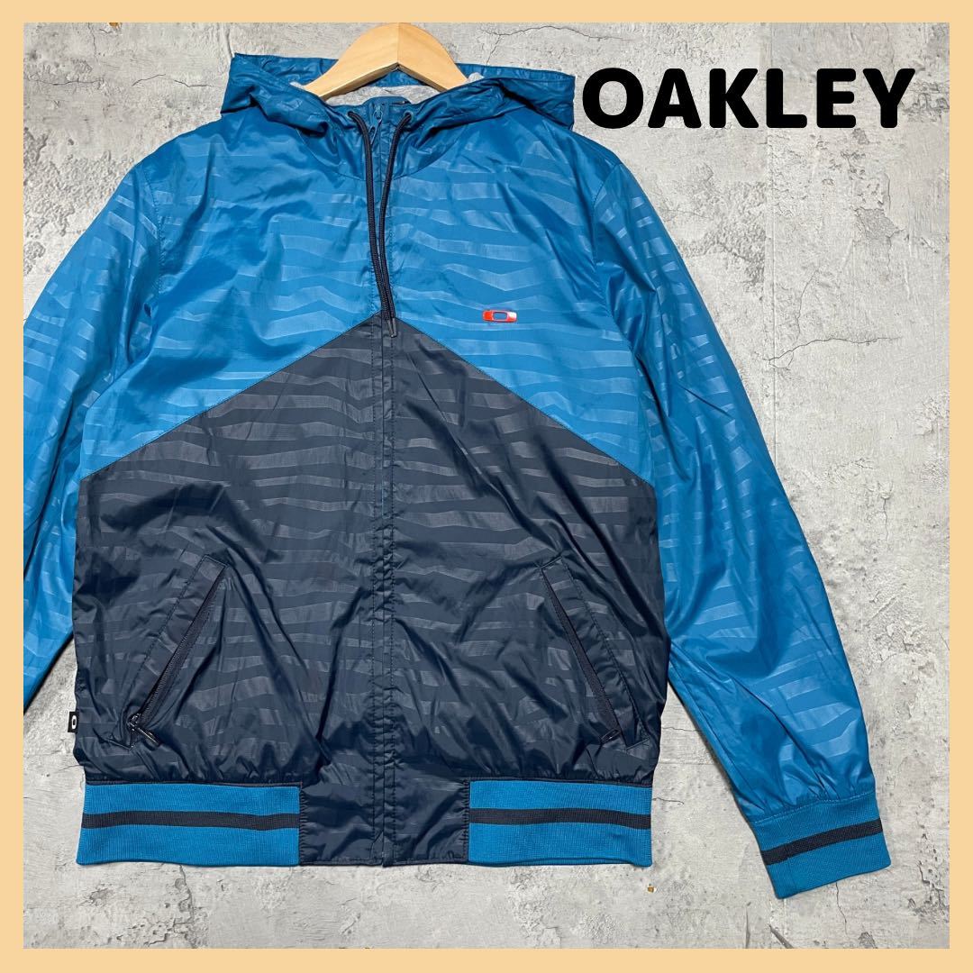 OAKLEY オークリー ナイロンジャケット ジャンパー フルジップ フーディー アウター サイズM ツートン 裏地綿 玉FL2077a ナイロンパーカー _画像1