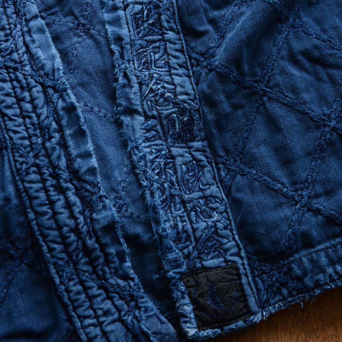 剣道着 手刺し子 藍染 木綿 刺繍 ジャパンヴィンテージ Kendo Jacket Hand Sashiko Fabric Indigo Dyed Japan Vintage_画像9