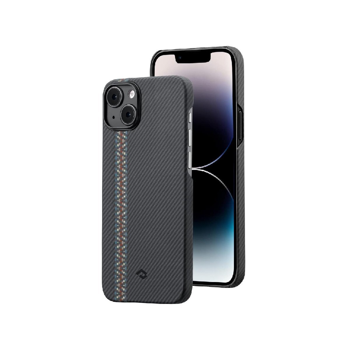【安心発送】 スマホケース iPhone14 600Dアラミド繊維製 ラプソディー 黒/グレー PITAKA 浮き織 MagSafe対応 シリコンケース