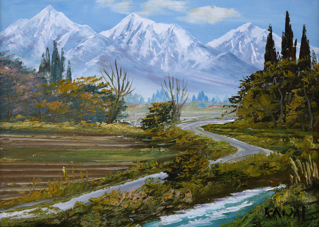 Amazon｜川合修二 常念岳1 SM号 シルバー 油彩画 油絵 風景画