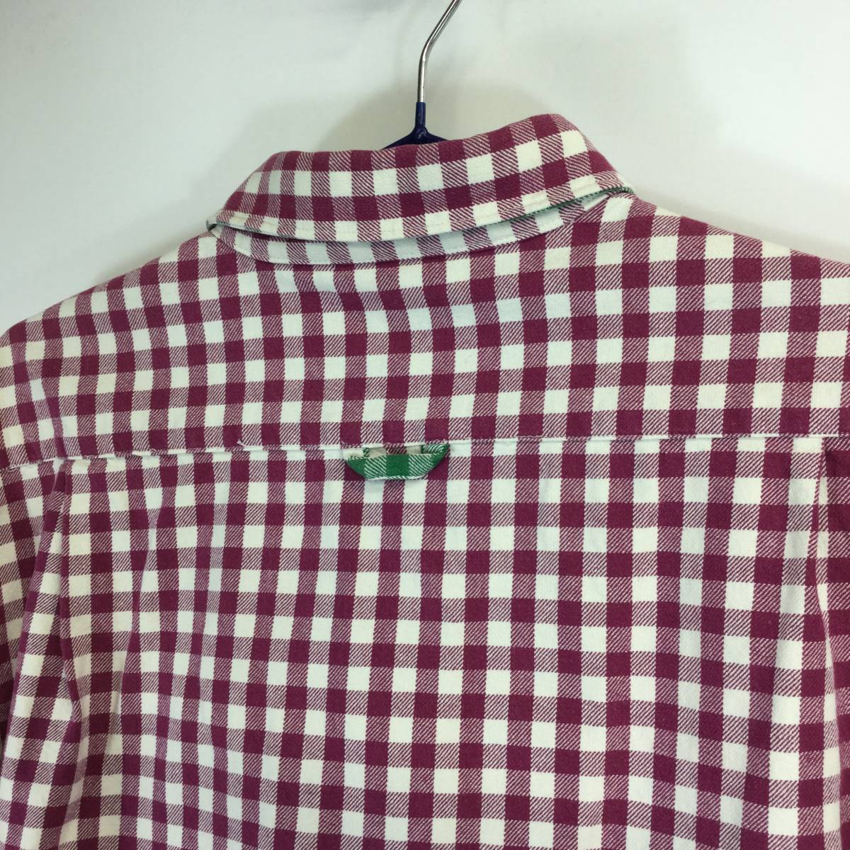 STUSSY ステューシー コットンネルシャツ 7分袖 チェック柄 Ｌサイズ パープル グリーン_画像9