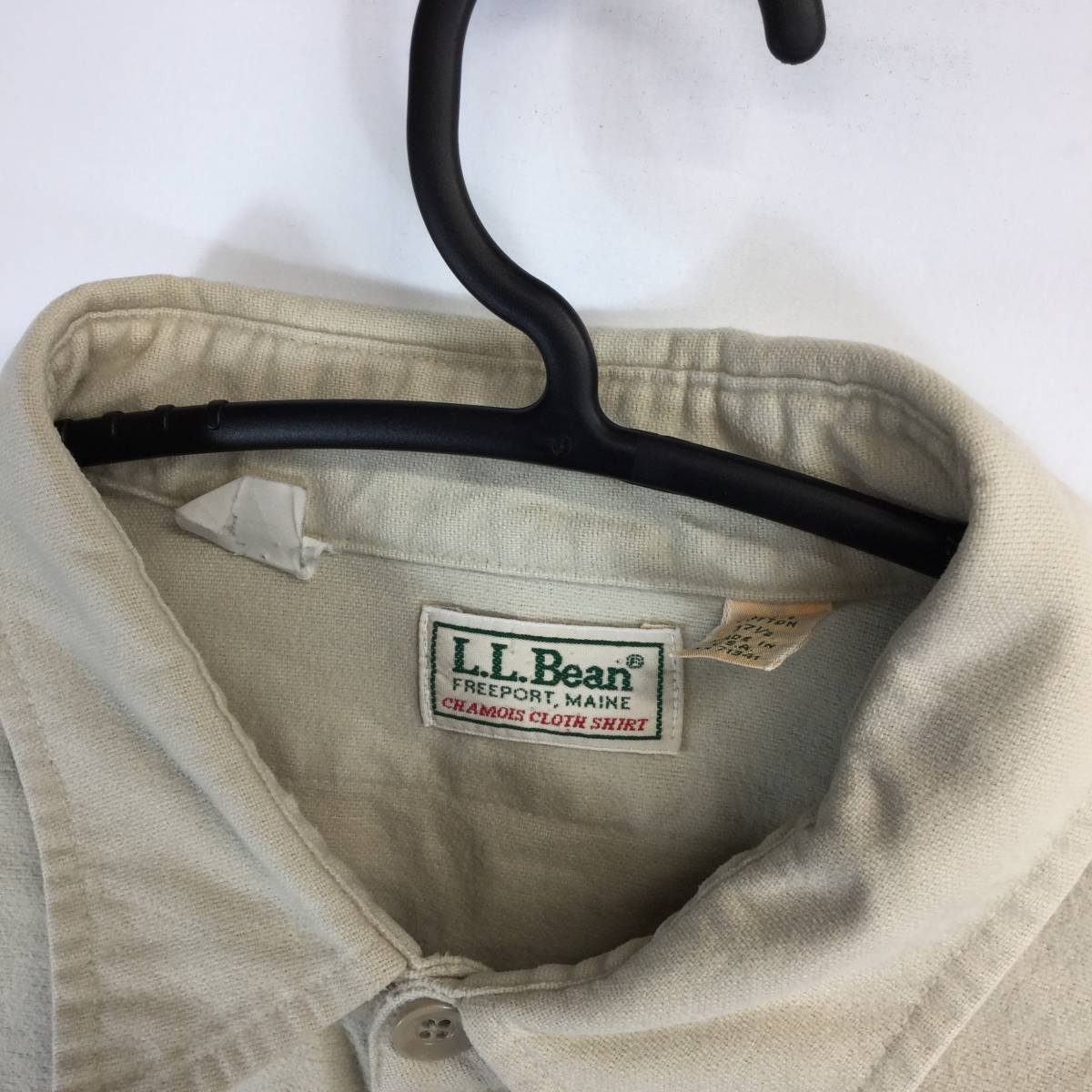 80s USA製 L.L.BEAN エルエルビーン シャモアクロス ボタンシャツ 17 1/2サイズ_画像2