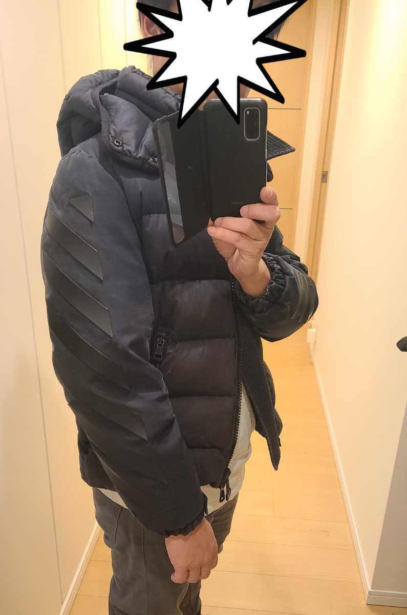 MONCLER OFF-WHITE ダウンジャケット ENCLOS サイズ0 ブラック 袖ロゴ モンクレール オフホワイト_画像2