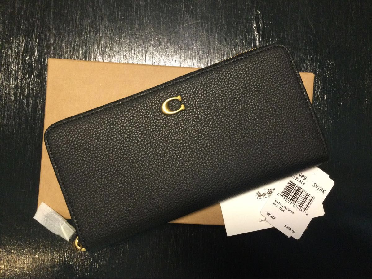 新品！COACH アコーディオン ジップ ウォレット 長財布 ブラック-