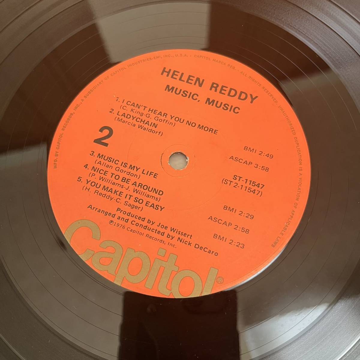 【US盤米盤】HELEN REDDY MUSIC MUSIC ヘレンレディ ミュージックミュージック GLADIOLA MAMA / LP レコード / ST-11547 / スリーブ有 /_画像9