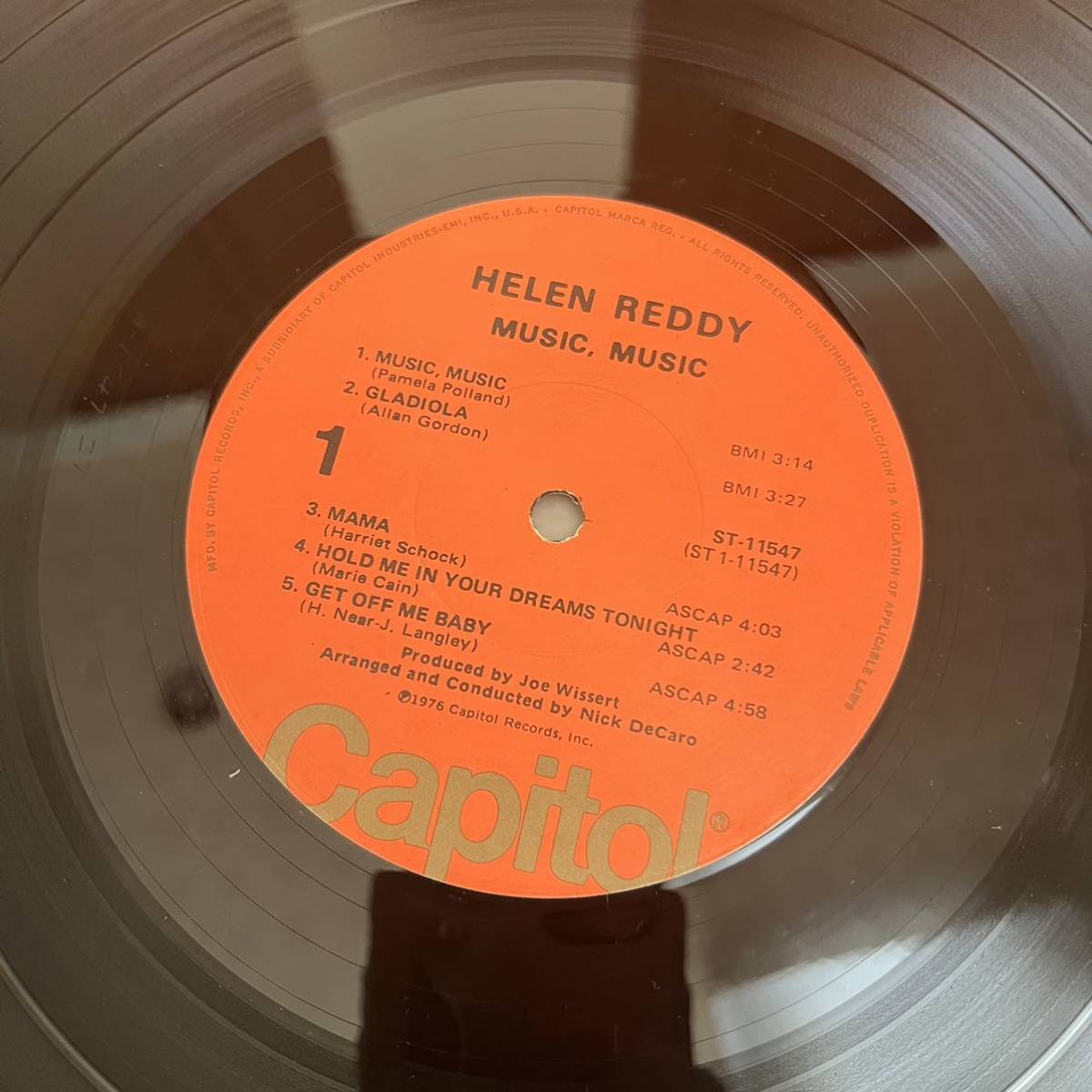 【US盤米盤】HELEN REDDY MUSIC MUSIC ヘレンレディ ミュージックミュージック GLADIOLA MAMA / LP レコード / ST-11547 / スリーブ有 /_画像7