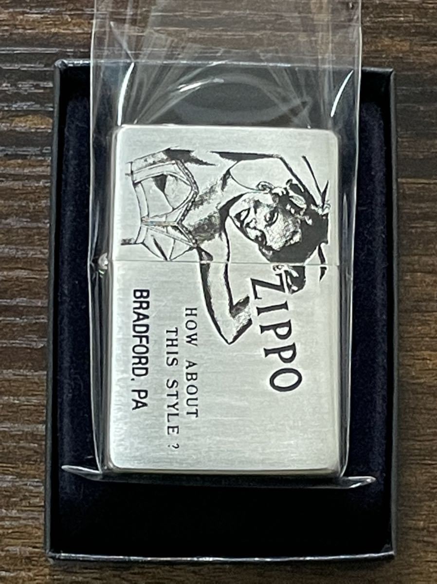 zippo SEXY GIRL 1937REPLICA セクシーガール 年代物 1992年製 HOW ABOUT THIS STYLE ? 1937レプリカ フラットトップ ケース 保証書_画像2