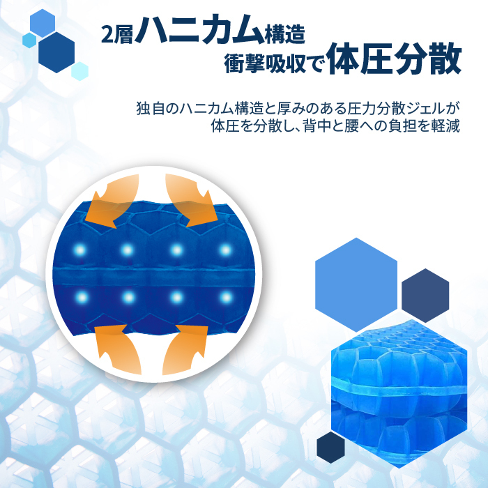 ジェルクッション カバー付き 両面使用 ハニカム構造 座布団 車用シート 座布団 腰痛対策 姿勢矯正 健康クッション 座席シートの画像2