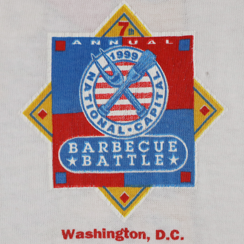 アメリカ購入 訳ありUSED品 Washington DC Barbecue Battle Deltaボディー 両面プリント ビックサイズTシャツ 白 XL _画像6