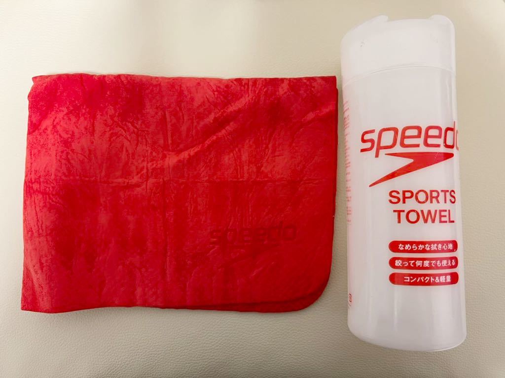 SPEEDO スピード スポーツタオル 赤の画像1
