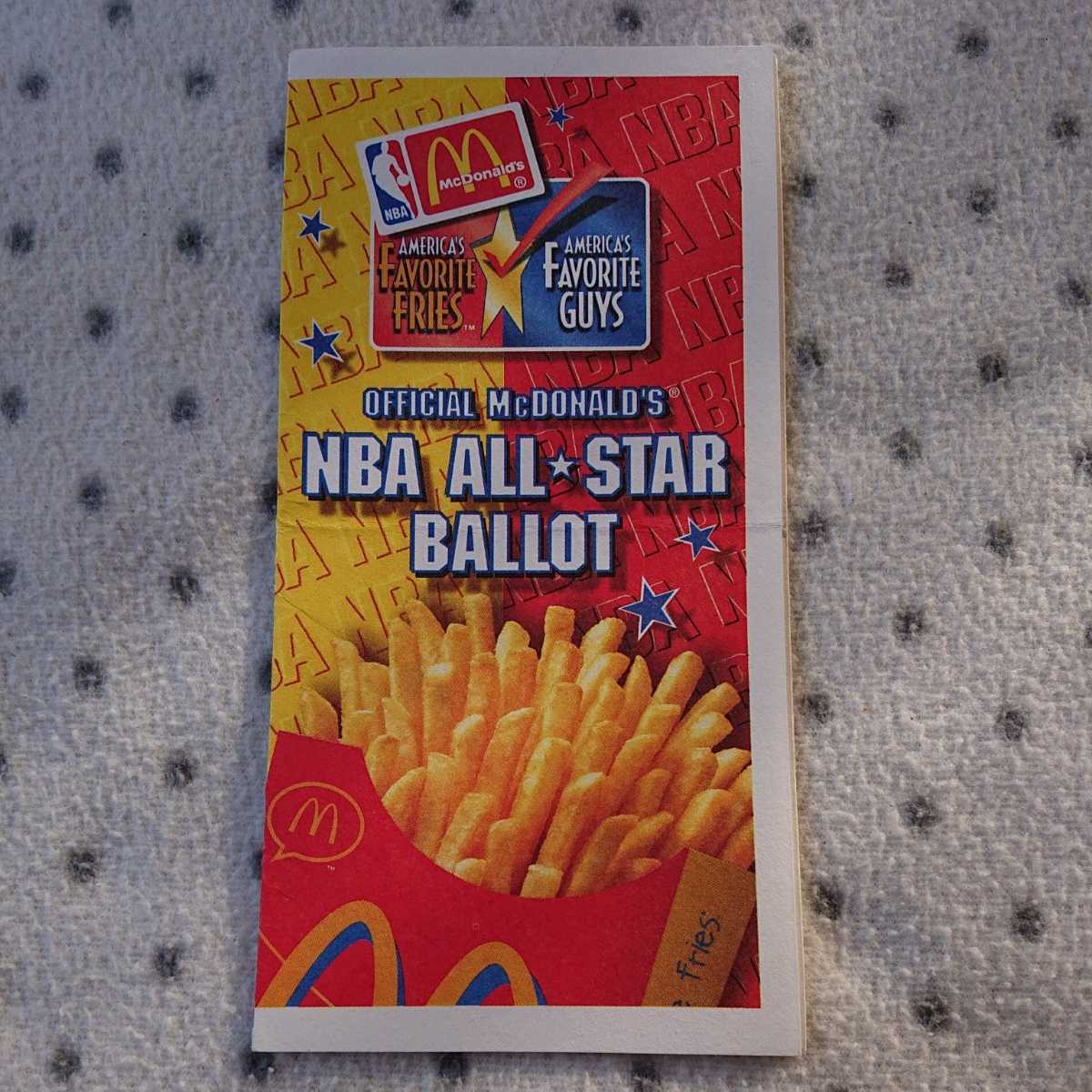 NBA ALL STAR BALLOT ☆ OFFICIAL McDONALD’S ☆ 1998年 NBA オールスター・ゲーム 投票用紙 ☆ New York の画像1