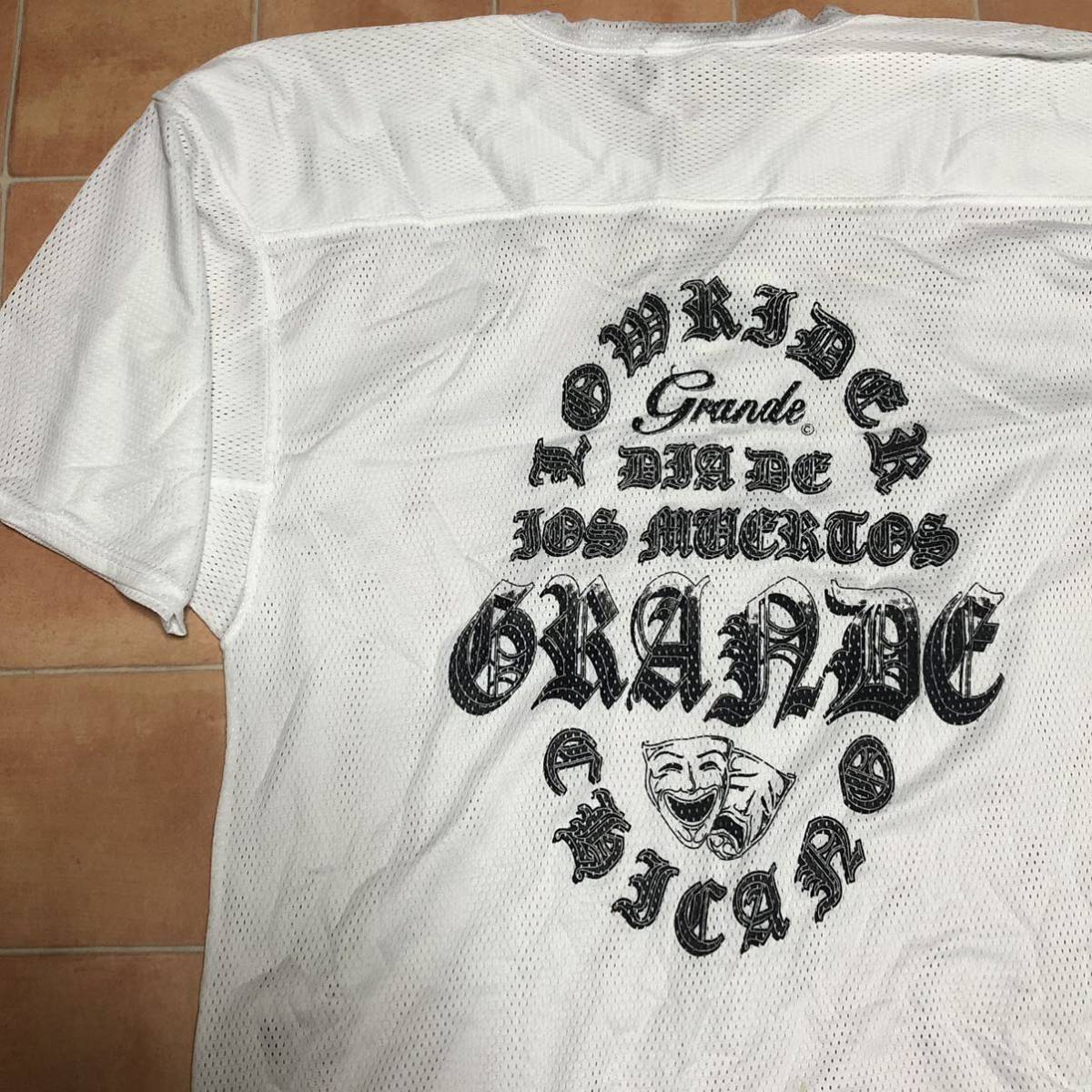 ◎90s【GRANDE】メッシュシャツ HIPHOP Rapper 西海岸 LA ロサンゼルス チカーノ gangsta/LowRider Street アメフトTシャツ/デッドストック_画像1
