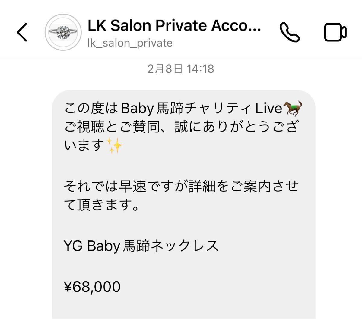 新品未使用】LKサロン baby馬蹄 K18 YG ベビバテ ネックレス｜Yahoo