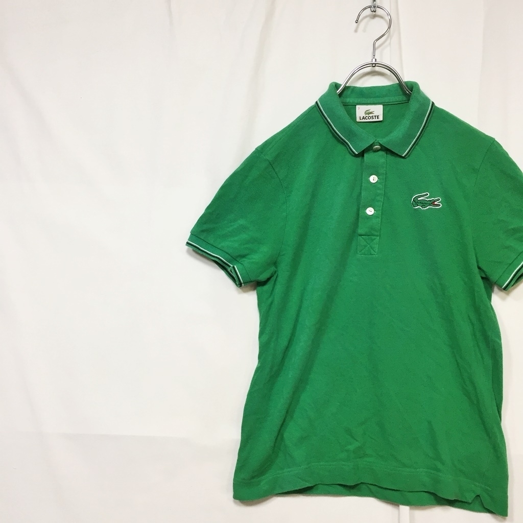 LACOSTE/ラコステ ポロシャツ 半袖シャツ ロゴマーク グリーン 緑 コットン100％ サイズ2 レディース_画像2