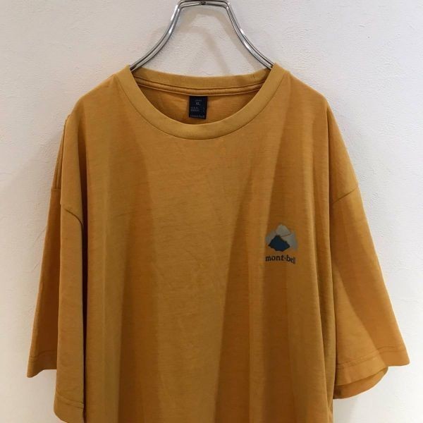MONT-BELL/モンベル 半袖 Tシャツ イエロー 黄色 アウトドア メンズ L　アウトドアキャンプ_画像1