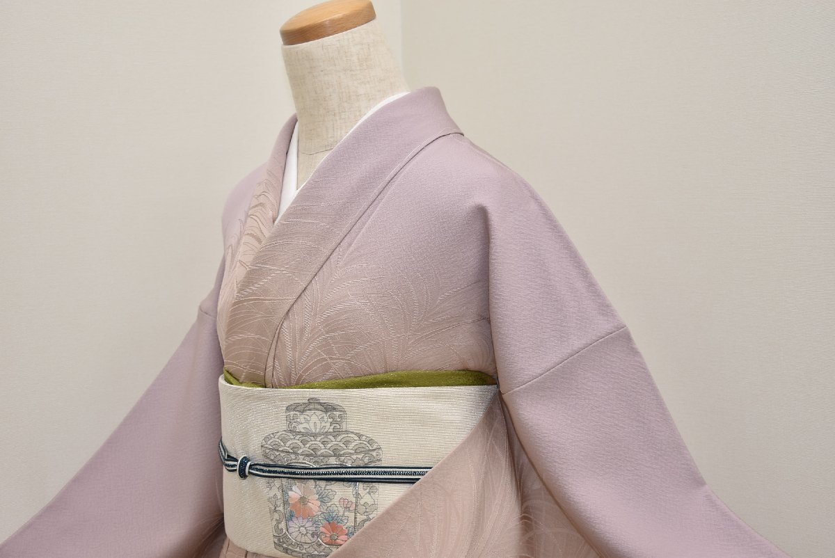 k-245 上質上品 細かな柄 付け下げ 正絹 広衿 袷 着物-