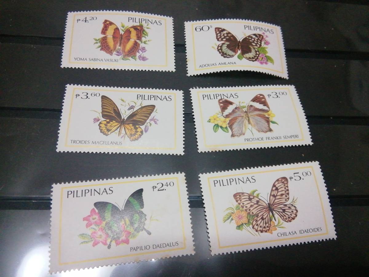 フィリピン、1984 蝶シリーズ ６種完セット、未使用ヒンジ無し、美品_画像1