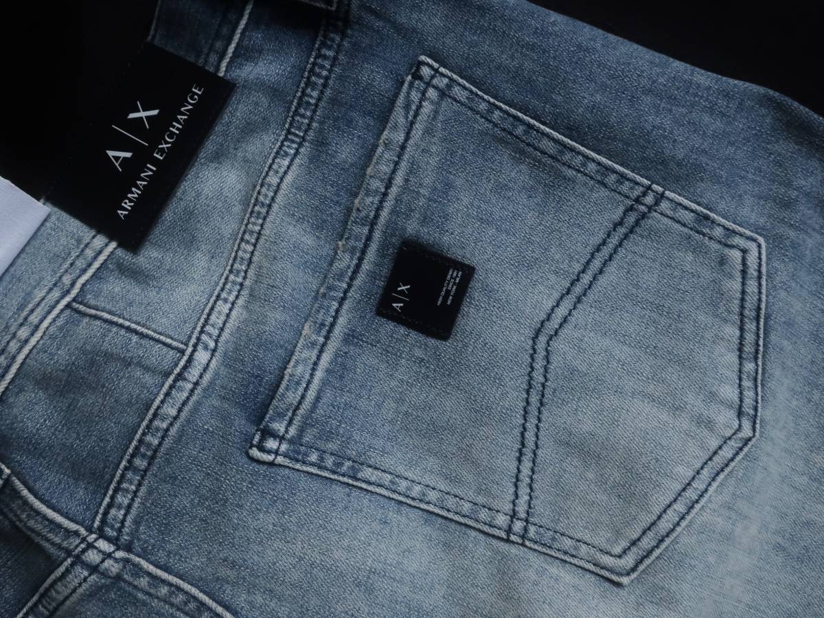  new goods * Armani * damage repair indigo soft Denim Easy jeans * high stretch slim W32R*ARMANI*788
