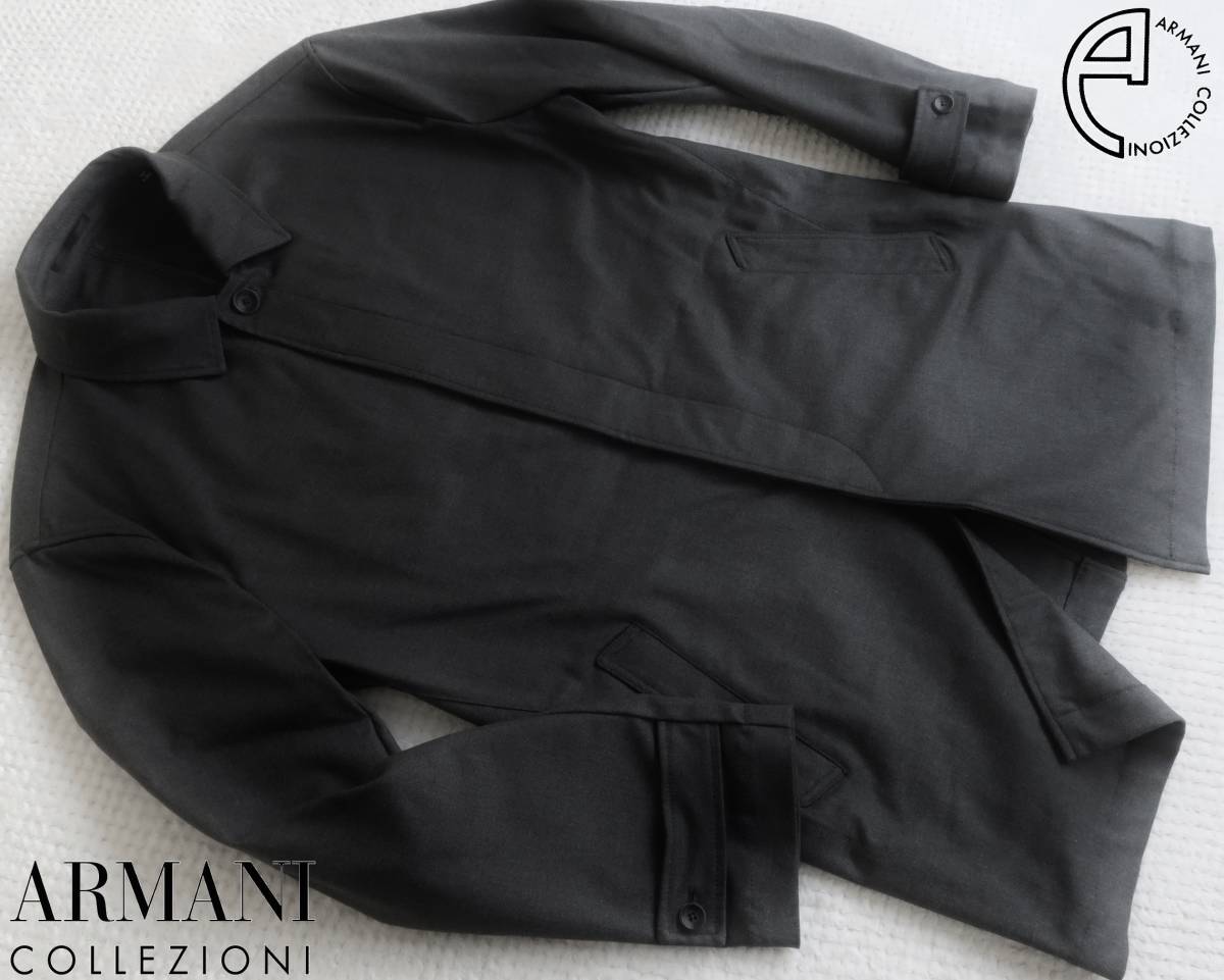  new goods *ARMANI COLLEZIONI* Armani * large size * dark gray stretch turn-down collar coat * water-repellent XXXL(58)*607