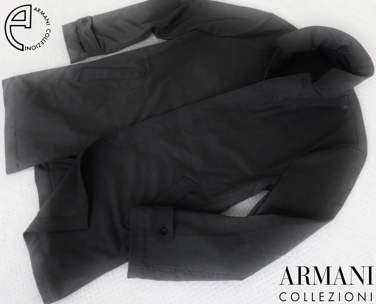  new goods *ARMANI COLLEZIONI* Armani * large size * dark gray stretch turn-down collar coat * water-repellent XXXL(58)*607