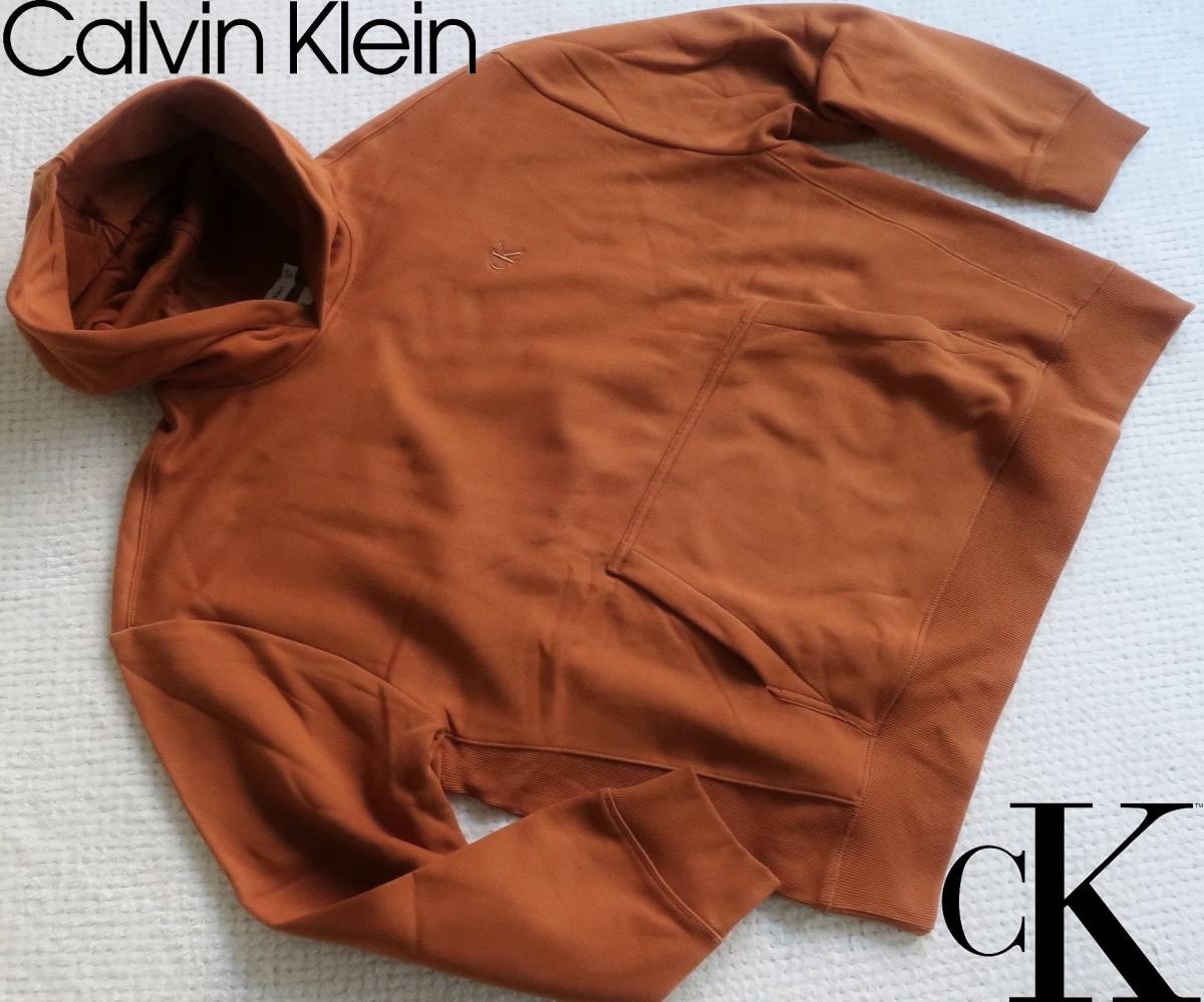 新品★カルバンクライン★S サイズ★オーバーサイズ パーカ★デザートオレンジ★ロゴ刺繍★カットソー★CALVIN KLEIN☆799_画像6