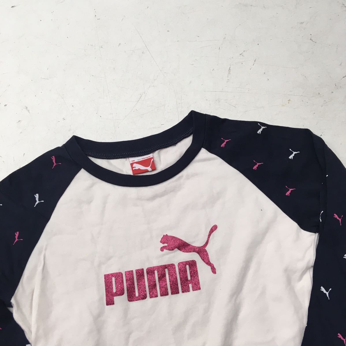  бесплатная доставка *PUMA Puma * футболка с длинным рукавом long T* девочка Kids ребенок 130 #41214sNj99