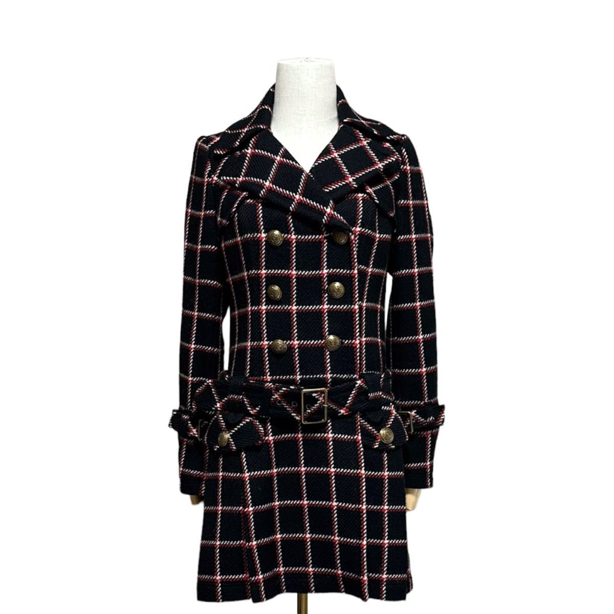BURBERRY BLUE LABEL チェック プリーツ ウールトレンチコート-