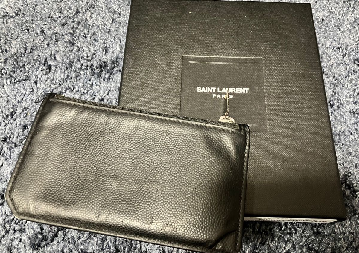 Saint Laurentサンローラン ジップ フラグメント カードホルダー（スムースレザー）YSLコインケース 小銭入れ 中古