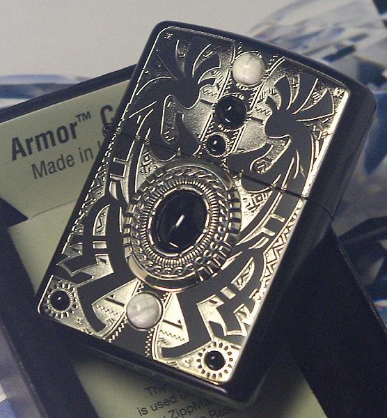 【ZIPPO】アーマー インディアンスピリット ココペリ BK オニキス天然石＆メタル/ネコポス_画像1