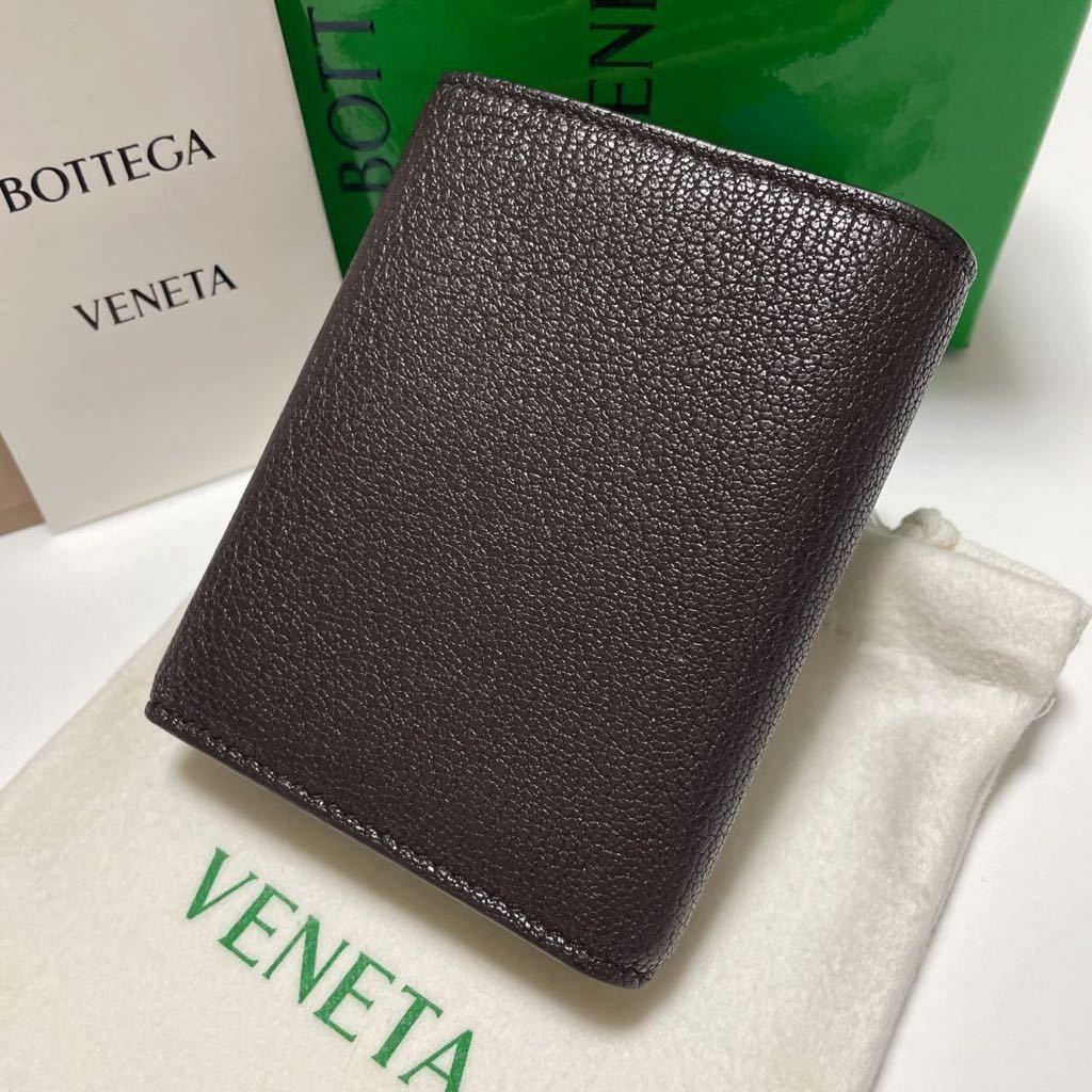 ★美品 BOTTEGA VENETA ボッテガヴェネタ コンパクトウォレット ミニ財布 三つ折り ダークブラウン×イエロー【鑑定済み 本物保証】_画像2