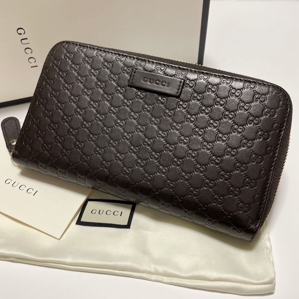 ☆美品 GUCCI グッチ マイクロ GG柄 ラウンドファスナー ジップ 長財布