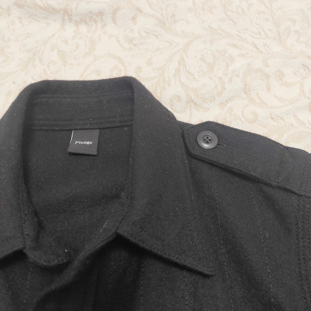 美品　Pledgeプレッジ ウール素材ワークシャツ ジャケット ブラック