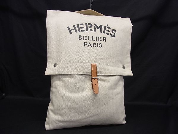 1円 HERMES エルメス バギーバゲッジ キャンバス シルバー金具 ハンドバッグ 手持ちかばん レディース ベージュ系 AF9665ｍオ