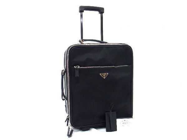 人気の PRADA □ 1円 プラダ AE7356スオ ブラック系 旅行かばん