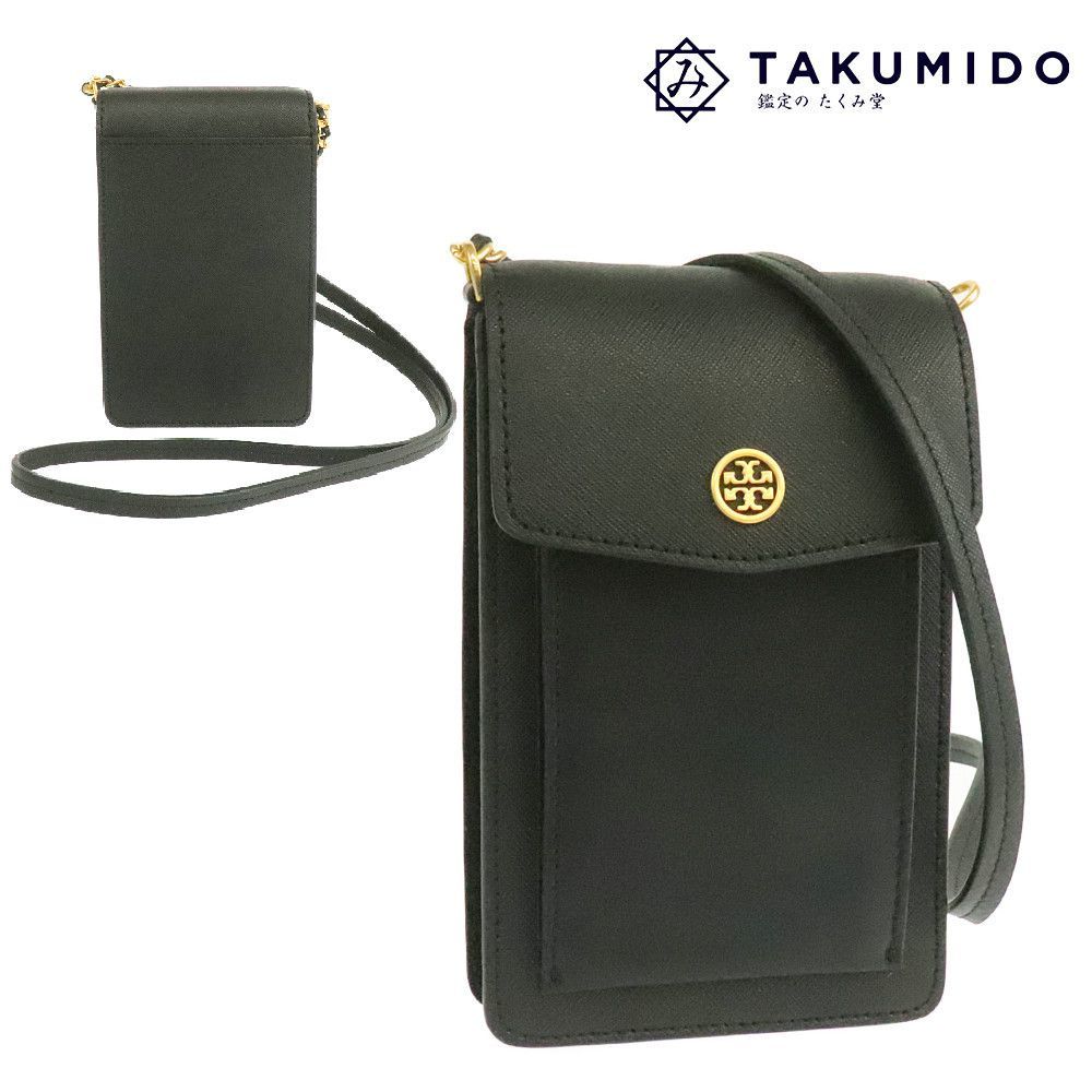 トリーバーチ TORY BURCH スマホショルダーバッグ ミニバッグ ブラック ゴールド金具 レザー 中古A 270267