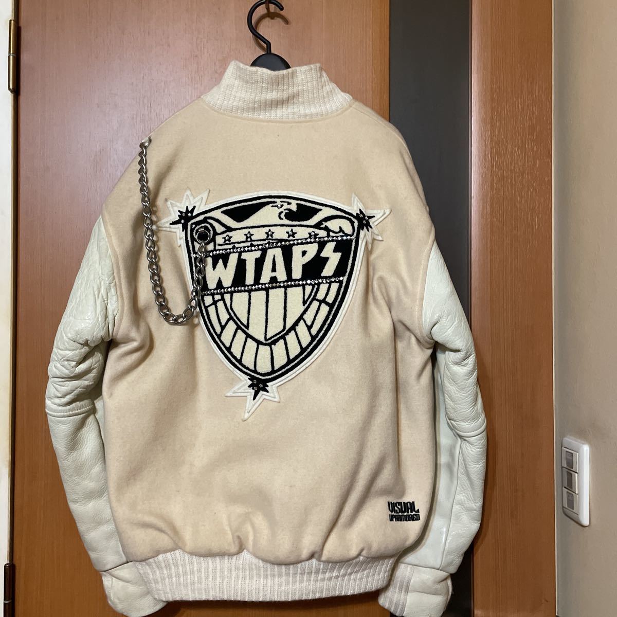 激レア アーカイブ『W taps』01A/W袖レザーメルトンチェーン付きジャッジスタジャン ダブルタップス 裏原 ストリート M VINTAGE_画像1