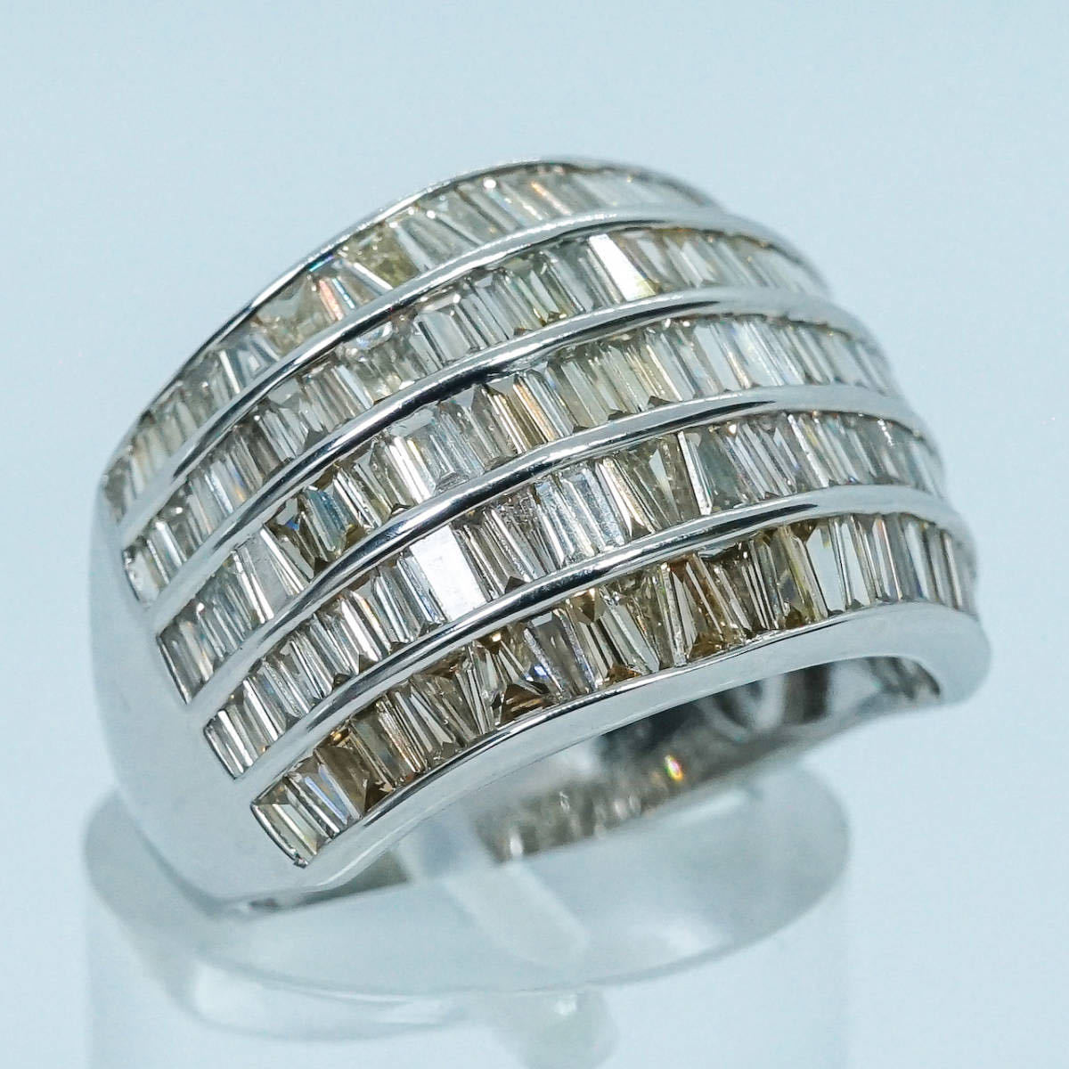  men's bucket diamond ring [D2.5ct]K18WG 7.9g #13 unisex jewelry white gold WG K18 ring diamond judgement document attaching 