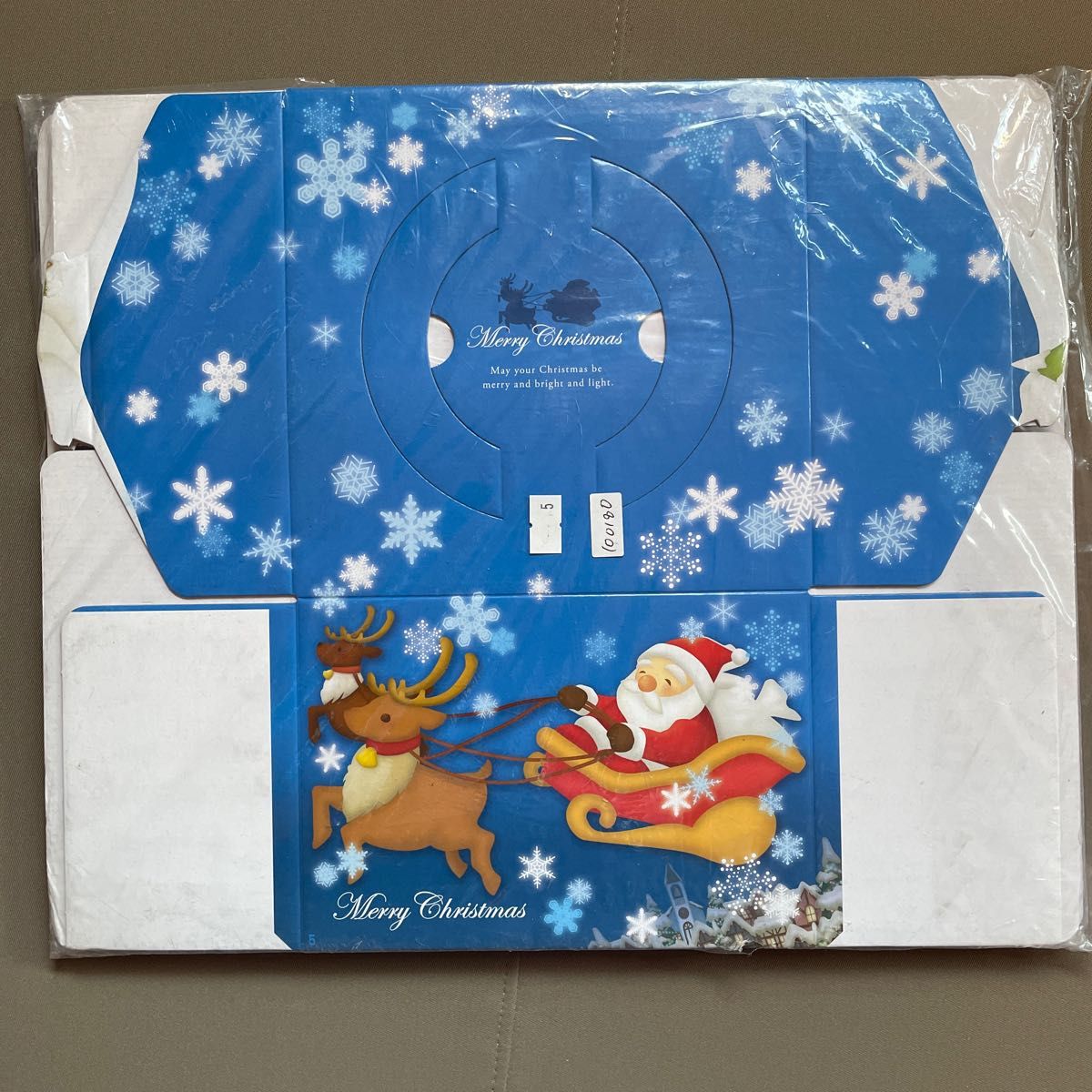 デコ箱 5号 デコレーションケーキBOX クリスマスケーキケース／ブルーフライト サンタクロース