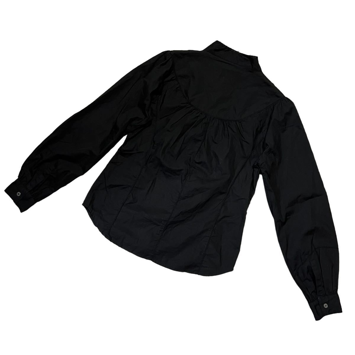 IA20 UNITED ARROWS ユナイテッドアローズ 長袖 デザインシャツ トップス 羽織り フロントボタン コットン 100% 黒系 レディース 実寸参考_画像4