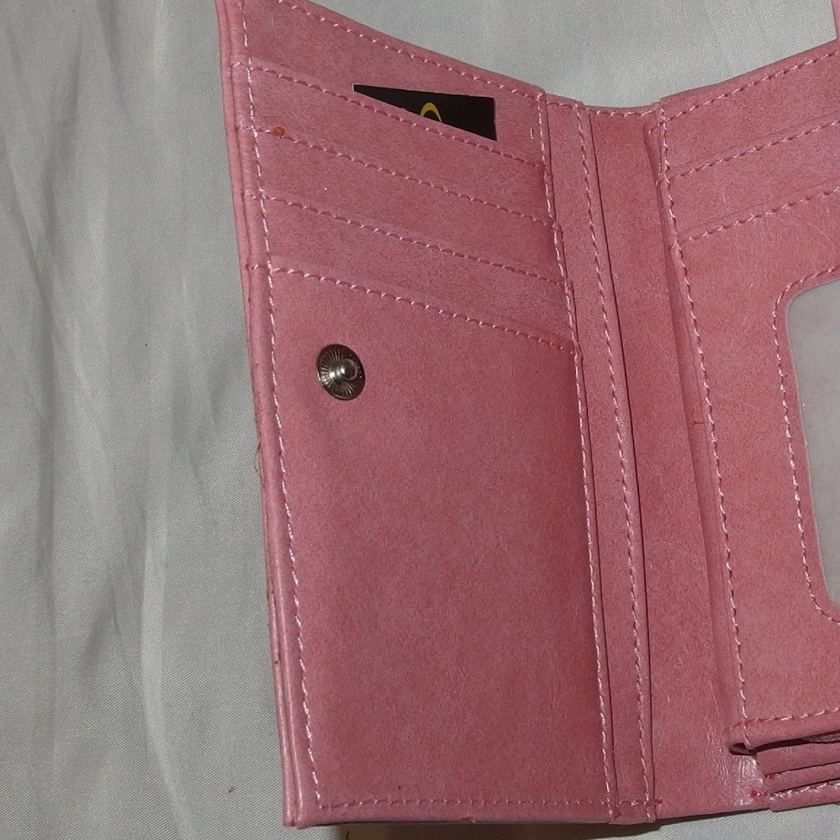 レディース用財布◆刺繍入り 小銭入れ付 財布（ピンク）・おまけポーチ付◆未使用保管品_画像6