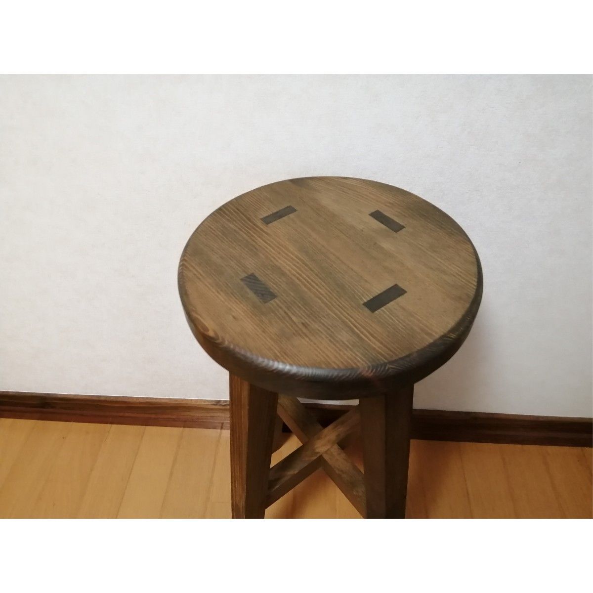 【ほぞ組】木製スツール　高さ56cm　丸椅子　stool 　猫犬