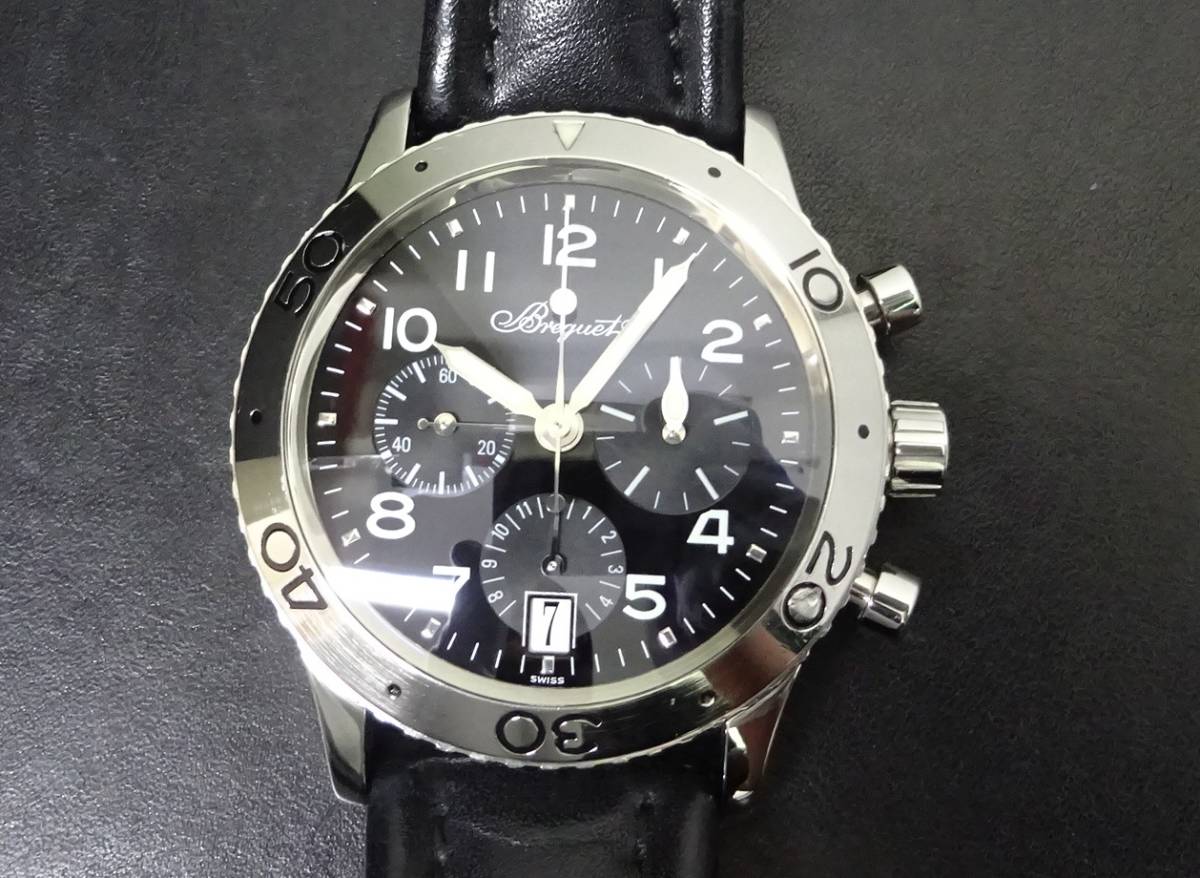  стандартный магазин подробности есть Breguet Breguet trance Atlantic хронограф 3820ST/H2/3W6 чёрный циферблат мужской самозаводящиеся часы OH settled подлинный товар 