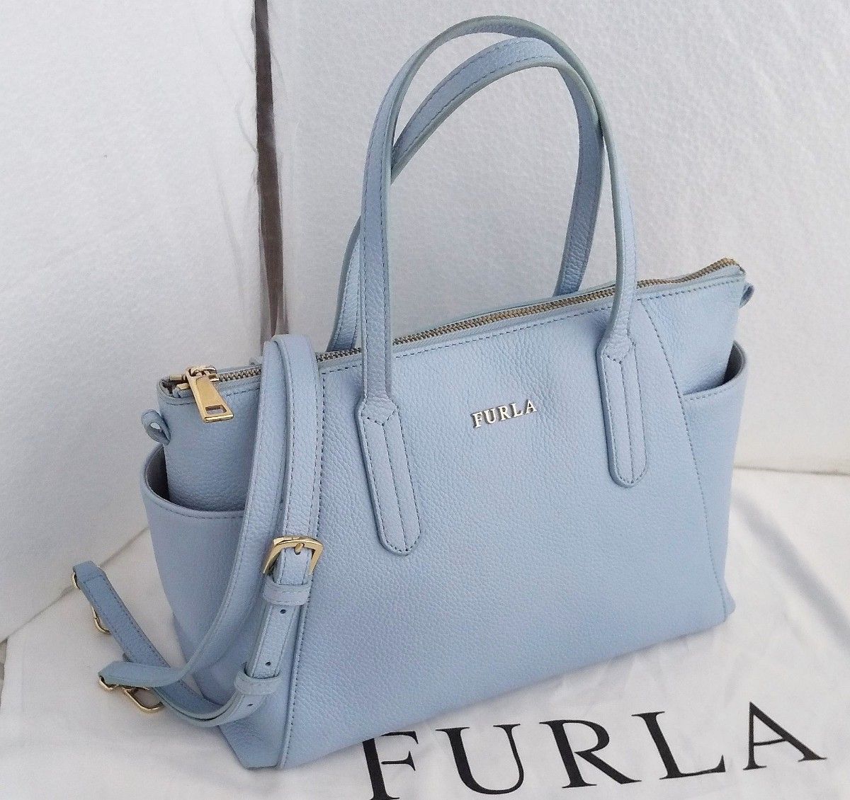 フルラ ショルダーバッグ 2wayバッグ ブルー 牛革 レザー FURLA