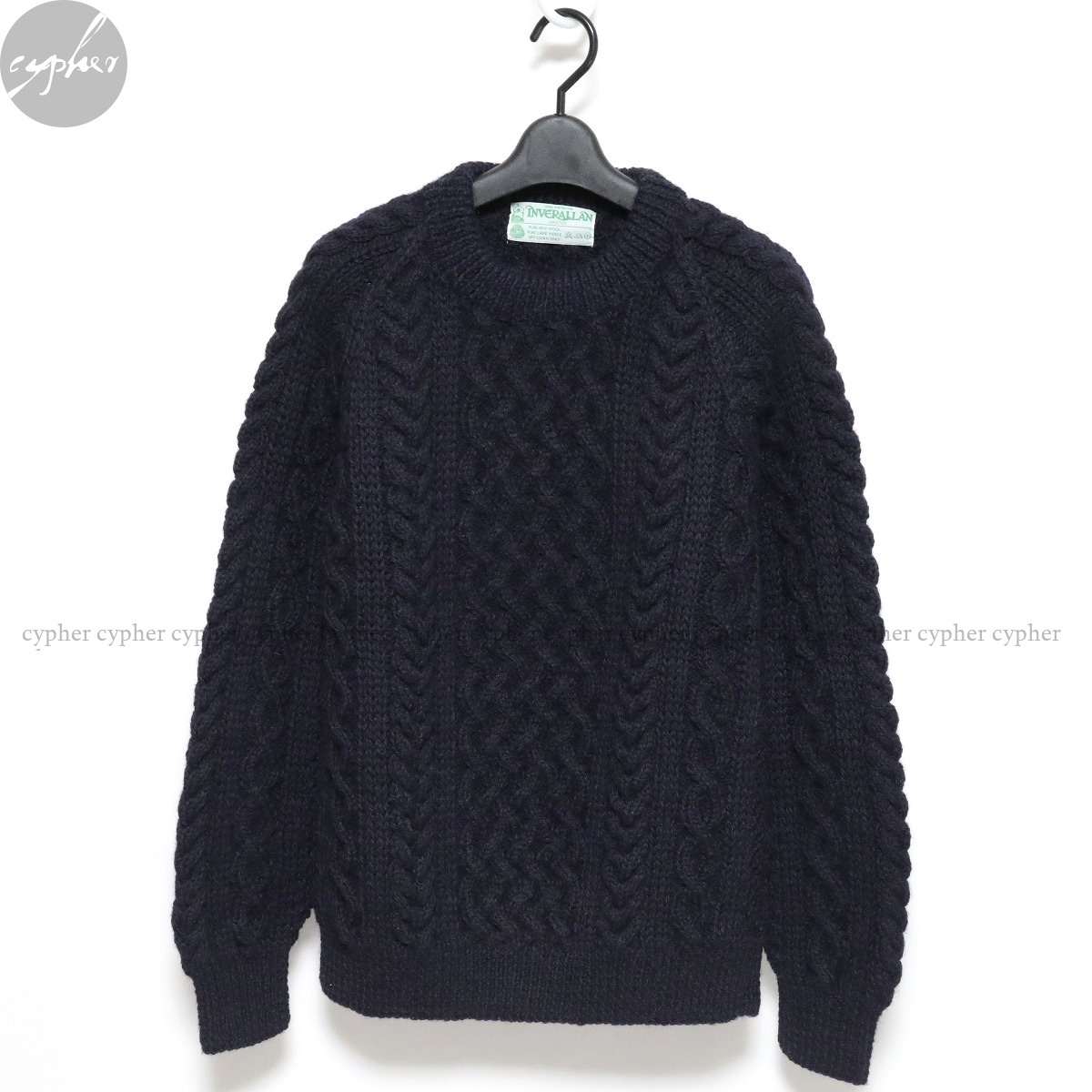40 新品 INVERALLAN 1A クルーネック ウール ニット セーター ネイビー